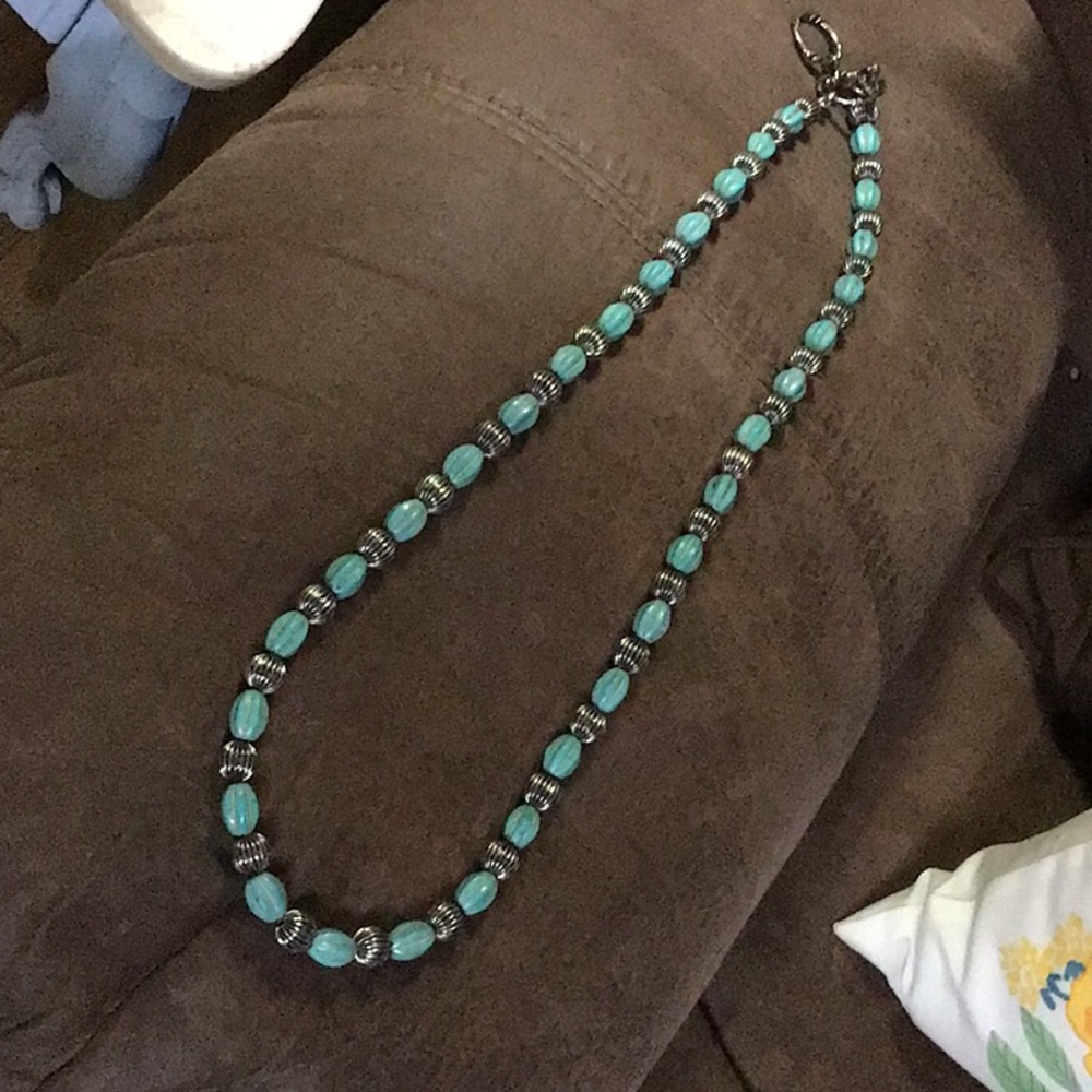 WEST & CO. STERLING SILVER AND TURQUOISE BEADS NEDKLACE